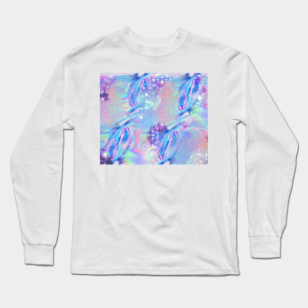 Sparkly Rainbow Holographic Pattern Long Sleeve T-Shirt by saradaboru